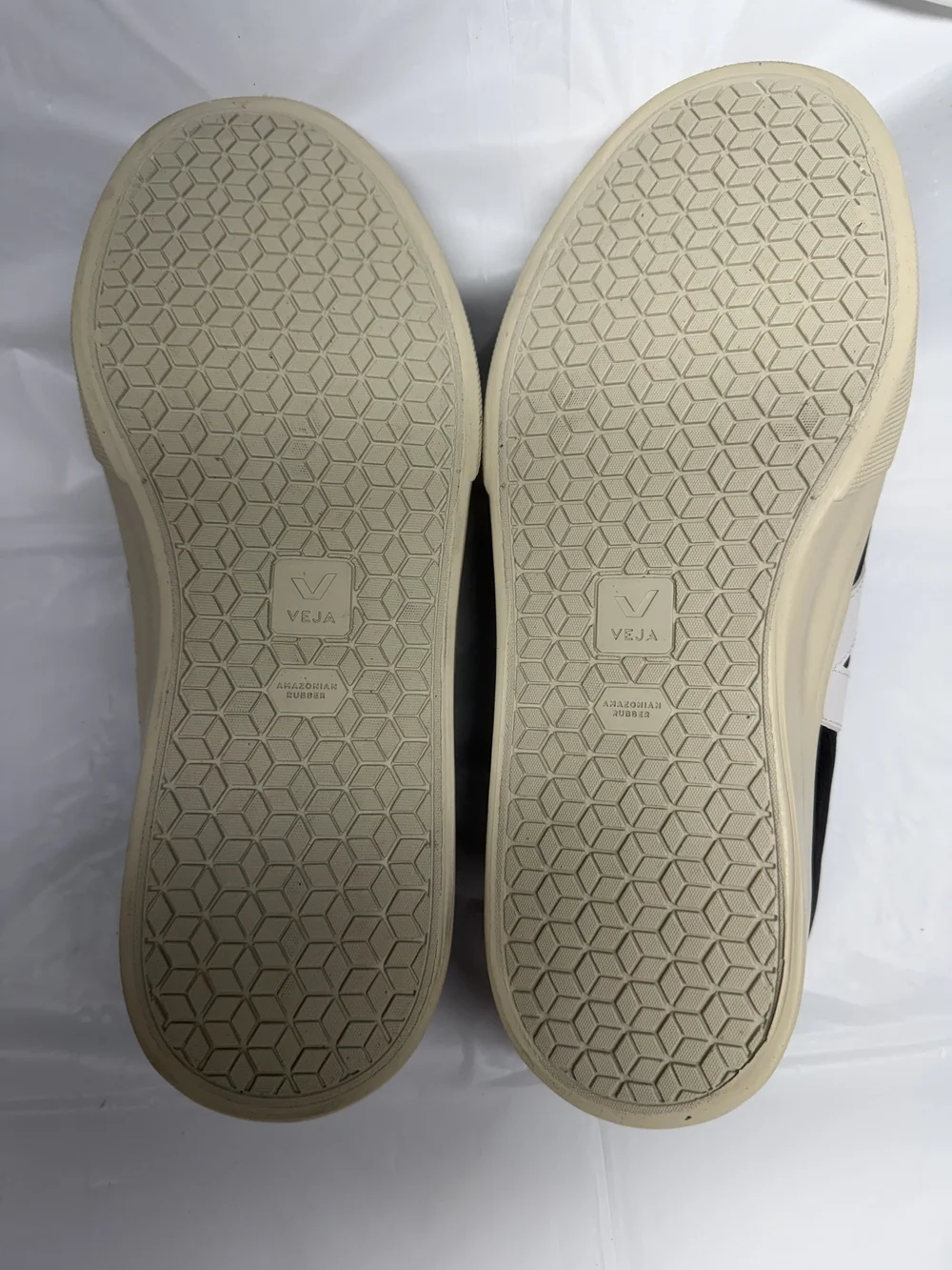 Veja Black Sneakers with White V and Cream Sole